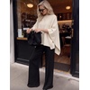 image:imageZESICA Womens Fall Batwing Oversized Knitted Shawls Poncho SweatersBeige