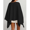 image:imageZESICA Womens Fall Batwing Oversized Knitted Shawls Poncho SweatersBlack