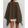 image:imageZESICA Womens Fall Batwing Oversized Knitted Shawls Poncho SweatersBrown