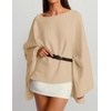 image:imageZESICA Womens Fall Batwing Oversized Knitted Shawls Poncho SweatersCamel