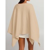 image:imageZESICA Womens Fall Batwing Oversized Knitted Shawls Poncho SweatersCamel