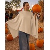 image:imageZESICA Womens Fall Batwing Oversized Knitted Shawls Poncho SweatersCamel