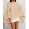 image:imageZESICA Womens Fall Batwing Oversized Knitted Shawls Poncho SweatersCamel