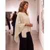 image:imageZESICA Womens Fall Batwing Oversized Knitted Shawls Poncho SweatersCamel