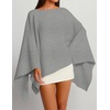 image:imageZESICA Womens Fall Batwing Oversized Knitted Shawls Poncho SweatersGrey