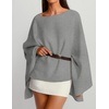 image:imageZESICA Womens Fall Batwing Oversized Knitted Shawls Poncho SweatersGrey