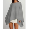 image:imageZESICA Womens Fall Batwing Oversized Knitted Shawls Poncho SweatersGrey