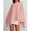 image:imageZESICA Womens Fall Batwing Oversized Knitted Shawls Poncho SweatersPink