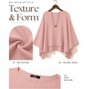image:imageZESICA Womens Fall Batwing Oversized Knitted Shawls Poncho SweatersPink