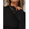 image:imageZESICA Womens Fall Bell Long Sleeve Knit Sweaters Scalloped Mock Neck TopsBlack