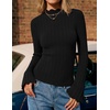 image:imageZESICA Womens Fall Bell Long Sleeve Knit Sweaters Scalloped Mock Neck TopsBlack
