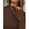 image:imageZESICA Womens Fall Bell Long Sleeve Knit Sweaters Scalloped Mock Neck TopsBrown