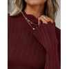 image:imageZESICA Womens Fall Bell Long Sleeve Knit Sweaters Scalloped Mock Neck TopsBurgundy