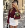 image:imageZESICA Womens Fall Bell Long Sleeve Knit Sweaters Scalloped Mock Neck TopsBurgundy