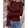 image:imageZESICA Womens Fall Bell Long Sleeve Knit Sweaters Scalloped Mock Neck TopsBurgundy