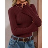 image:imageZESICA Womens Fall Bell Long Sleeve Knit Sweaters Scalloped Mock Neck TopsBurgundy