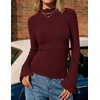 image:imageZESICA Womens Fall Bell Long Sleeve Knit Sweaters Scalloped Mock Neck TopsBurgundy