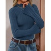 image:imageZESICA Womens Fall Bell Long Sleeve Knit Sweaters Scalloped Mock Neck TopsDustyblue