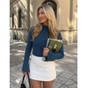 image:imageZESICA Womens Fall Bell Long Sleeve Knit Sweaters Scalloped Mock Neck TopsDustyblue