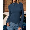image:imageZESICA Womens Fall Bell Long Sleeve Knit Sweaters Scalloped Mock Neck TopsDustyblue