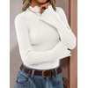 image:imageZESICA Womens Fall Bell Long Sleeve Knit Sweaters Scalloped Mock Neck TopsWhite