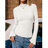 image:imageZESICA Womens Fall Bell Long Sleeve Knit Sweaters Scalloped Mock Neck TopsWhite