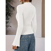 image:imageZESICA Womens Fall Bell Long Sleeve Knit Sweaters Scalloped Mock Neck TopsWhite