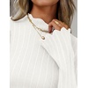 image:imageZESICA Womens Fall Bell Long Sleeve Knit Sweaters Scalloped Mock Neck TopsWhite