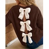 image:imageZESICA Womens Fall Bow Knot Oversized Sweaters Trendy Pullover TopsCocoa Brown