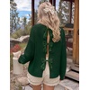 image:imageZESICA Womens Fall Bow Knot Oversized Sweaters Trendy Pullover TopsDark Green