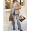 image:imageZESICA Womens Fall Business Casual Open Front Button BlazerKhaki