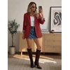 image:imageZESICA Womens Fall Business Casual Open Front Button BlazerWine