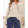 image:imageZESICA Womens Fall Cute Bow Cable Knit Pullover Cozy SweatersApricot