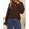 image:imageZESICA Womens Fall Cute Bow Cable Knit Pullover Cozy SweatersBrown