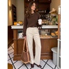 image:imageZESICA Womens Fall Cute Bow Cable Knit Pullover Cozy SweatersBrown