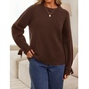 image:imageZESICA Womens Fall Cute Bow Cable Knit Pullover Cozy SweatersBrown