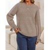 image:imageZESICA Womens Fall Cute Bow Cable Knit Pullover Cozy SweatersCamel