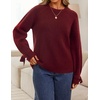 image:imageZESICA Womens Fall Cute Bow Cable Knit Pullover Cozy SweatersWine