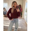 image:imageZESICA Womens Fall Cute Bow Cable Knit Pullover Cozy SweatersWine
