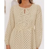 image:imageZESICA Womens Fall Cute Hollow Out Long Sleeve Mini DressesApricot