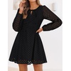 image:imageZESICA Womens Fall Cute Hollow Out Long Sleeve Mini DressesBlack