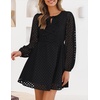 image:imageZESICA Womens Fall Cute Hollow Out Long Sleeve Mini DressesBlack