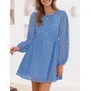 image:imageZESICA Womens Fall Cute Hollow Out Long Sleeve Mini DressesBlue