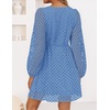 image:imageZESICA Womens Fall Cute Hollow Out Long Sleeve Mini DressesBlue