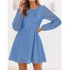image:imageZESICA Womens Fall Cute Hollow Out Long Sleeve Mini DressesBlue