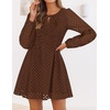 image:imageZESICA Womens Fall Cute Hollow Out Long Sleeve Mini DressesBrown