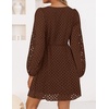 image:imageZESICA Womens Fall Cute Hollow Out Long Sleeve Mini DressesBrown