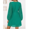 image:imageZESICA Womens Fall Cute Hollow Out Long Sleeve Mini DressesGreen
