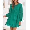 image:imageZESICA Womens Fall Cute Hollow Out Long Sleeve Mini DressesGreen