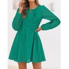 image:imageZESICA Womens Fall Cute Hollow Out Long Sleeve Mini DressesGreen